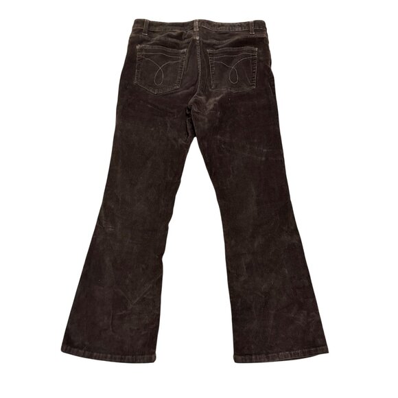 Calvin Klein Flare Corduroy Pants Women Size 12 Brown 99% Cotton Stretch RN 3600 - Picture 1 of 8